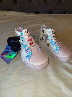 Disney Pink Holographic Accent High-Top Kids' Sneakers